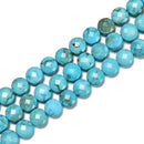 Blue Turquoise Faceted Coin Beads Size 6mm 8mm 15.5'' Strand