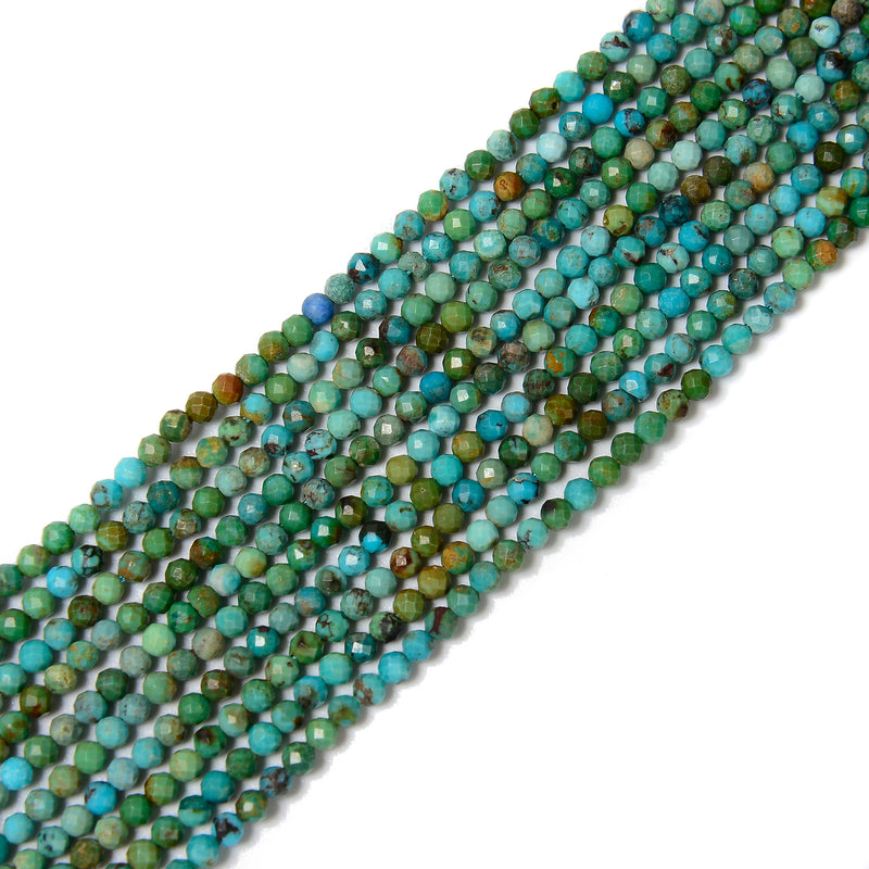 Natural Turquoise Faceted Round Beads Size 3mm 15.5'' Strand