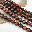 large hole red Tiger's eye smooth round beads