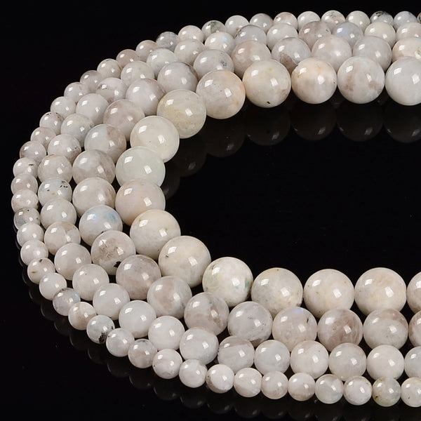 Light Gray Moonstone Smooth Round Beads Size 6mm 8mm 10mm 15.5