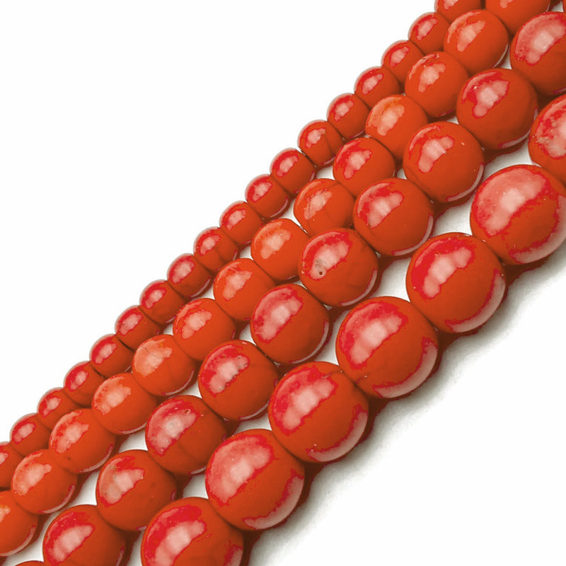 Red Howlite Turquoise Smooth Round Beads Size 4mm 6mm 8mm 10mm 12mm 15.5" Strand