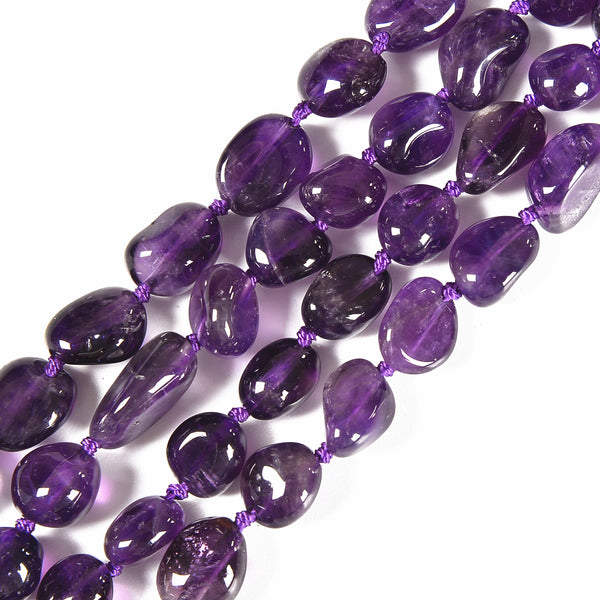 Natural Amethyst Pebble Nugget Beads Size 8x10mm 10x14mm 15.5'' Strand