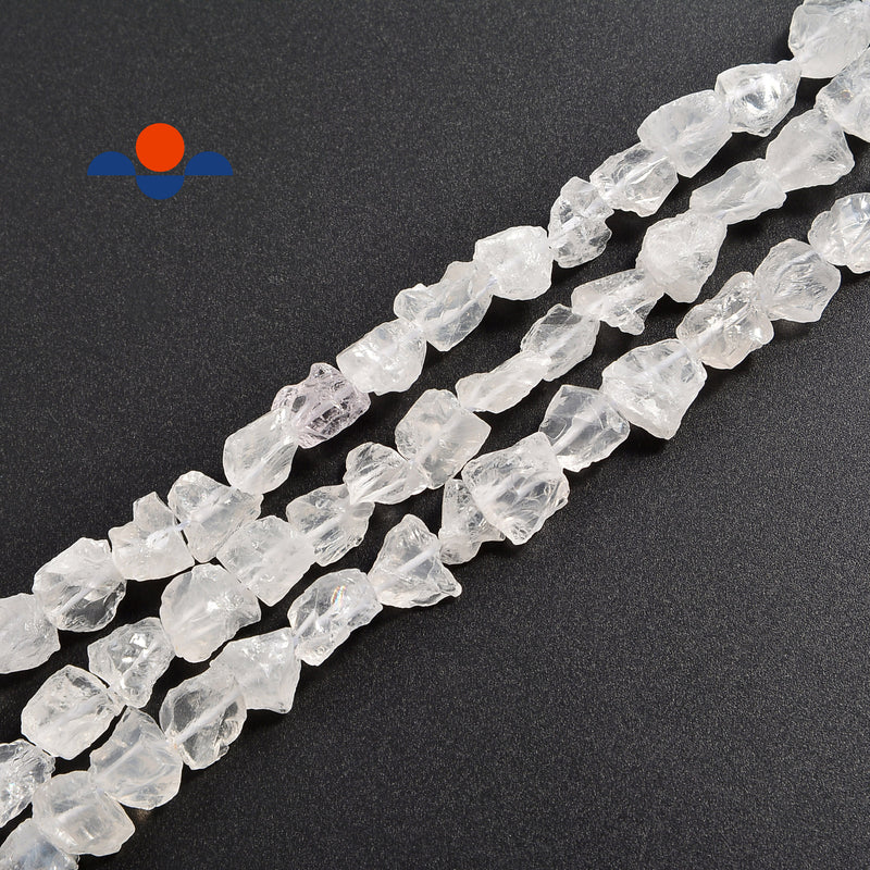 Clear Quartz Rough Nugget Chunks Side Drill Beads Approx 8x11mm 15.5" Strand