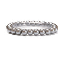Silver Glass Pearl Smooth Round Beads Size 6mm - 12mm Bracelet 7.5'' Length