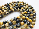 golden blue Tiger's eye smooth round beads 