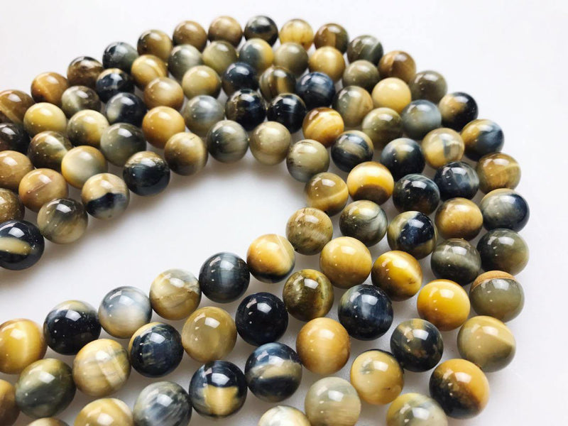 golden blue Tiger's eye smooth round beads 