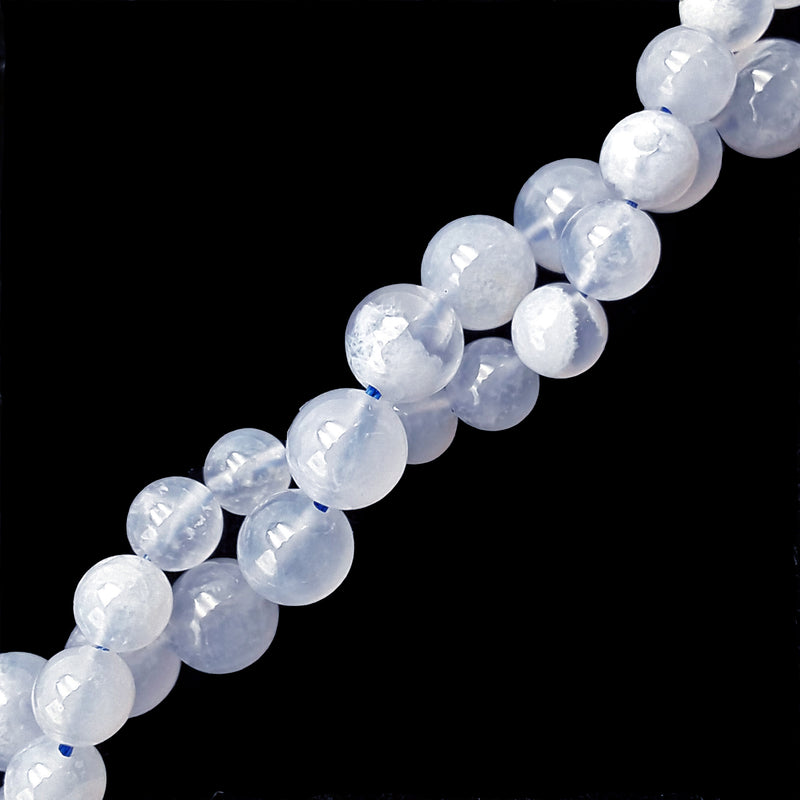 translucent blue chalcedony smooth round beadsbeads 