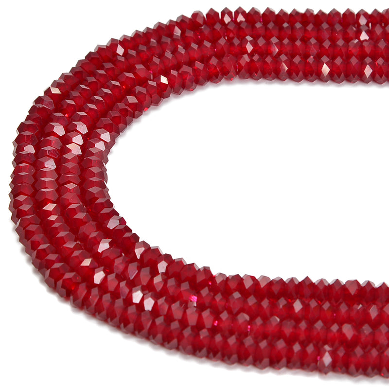 ruby red k crystal glass faceted rondelle beads 