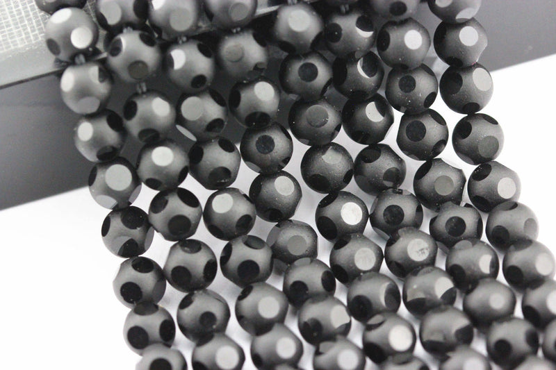 black crystal glass faceted round beads