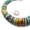 Genuine Brown Blue Turquoise Graduated Rondelle Discs Beads 6-20mm 15.5"Strand