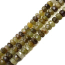 Natural Green Garnet Irregular Faceted Rondelle Beads Approx 6x10mm 15.5" Strand
