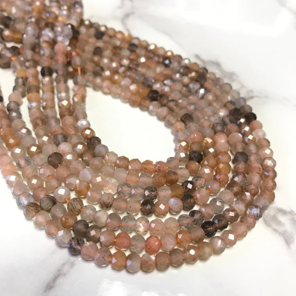 natural multi color moonstone faceted rondelle beads 