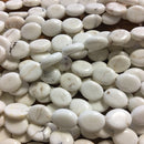 white turquoise flat oval beads 