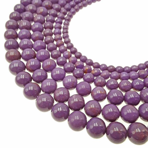 purple phosphosiderite smooth round beads 