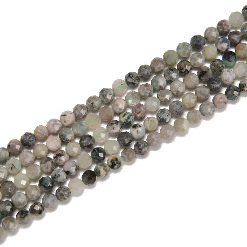 Natural Multi Color Emerald Faceted Round Beads Size 3mm 15.5'' Strand