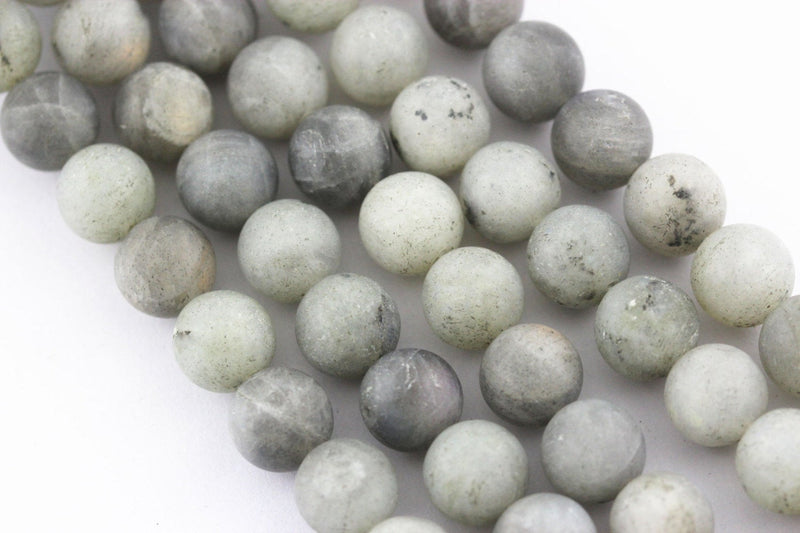white labradorite matte round beads 