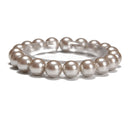 Silver Shell Pearl Smooth Round Beaded Bracelet Beads Size 8mm 10mm 7.5" Length