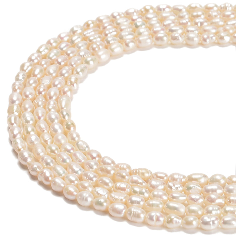 Fresh Water Pearl Rice Shape Beads Size 4x5mm 15.5'' Strand