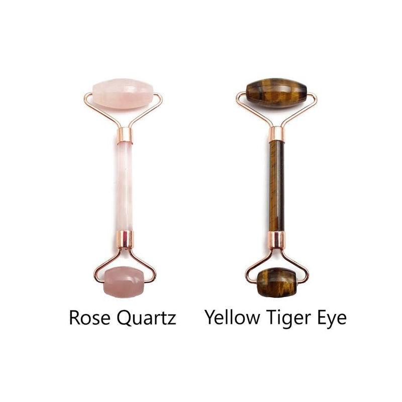 face massage roller rose quartz jade Tiger's eye lapis obsidian amethyst 