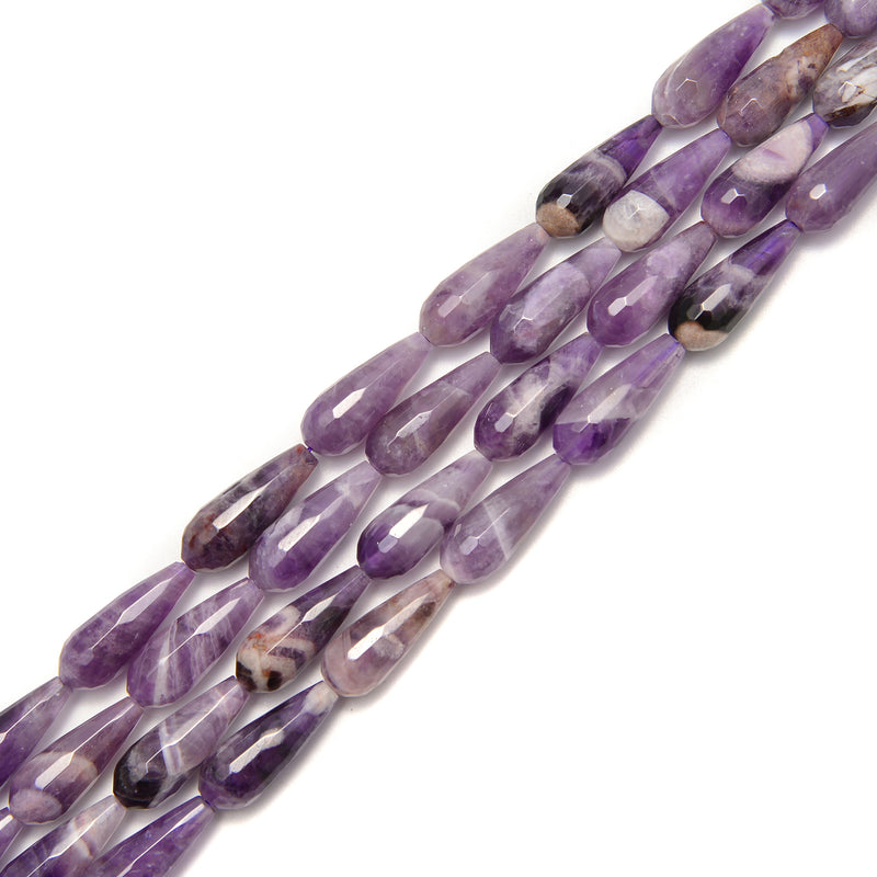 Chevron Amethyst Faceted Teardrop Beads Size 8x20mm 15.5" Strand