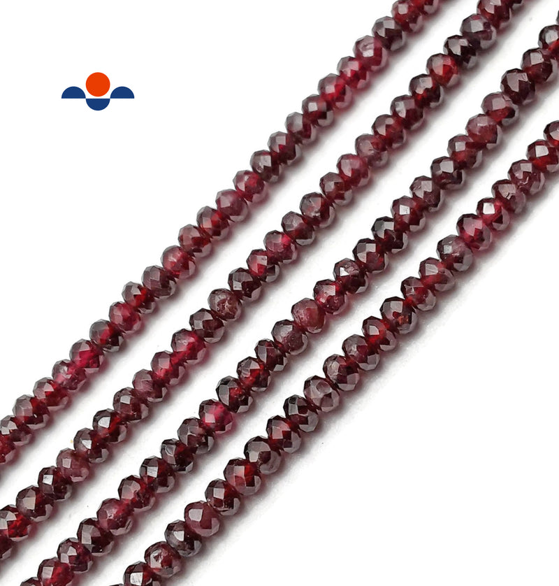 Natural Garnet Faceted Rondelle Beads 3x5mm 15.5" Strand