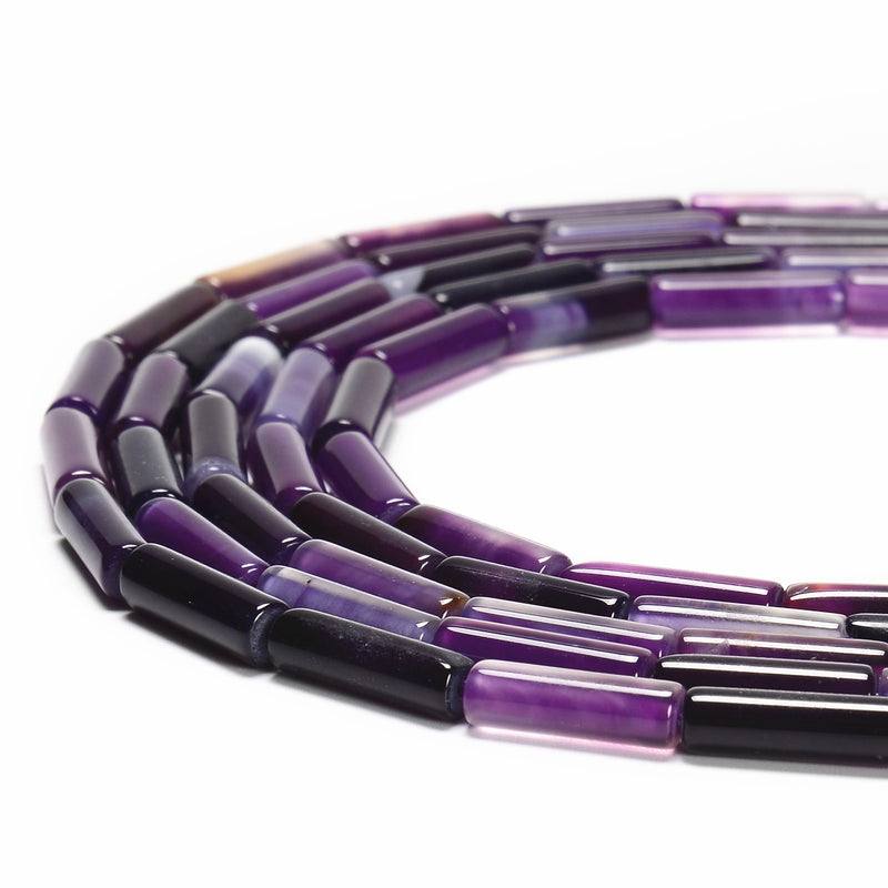 Purple Stripe Agate Cylinder Tube Beads Size 4x13mm 15.5'' Strand