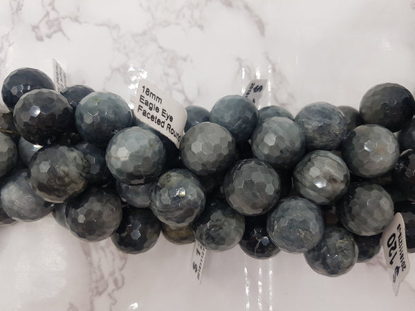 Eagle Hawk's eye faceted round beads