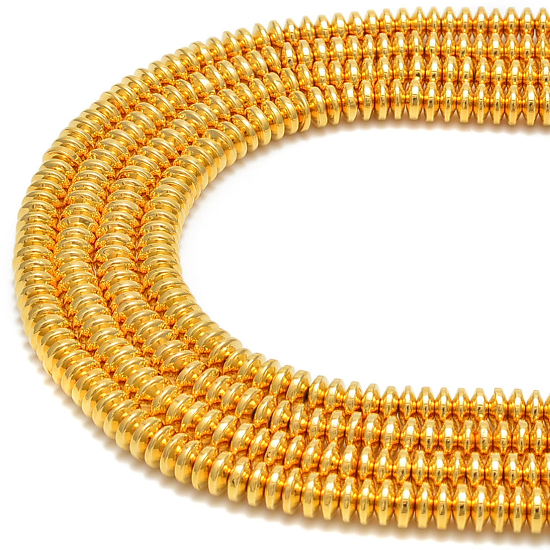 Titanium Gold /Silver/Rose Gold Hematite Rondelle Discs Beads 2x4mm 15.5" Strand