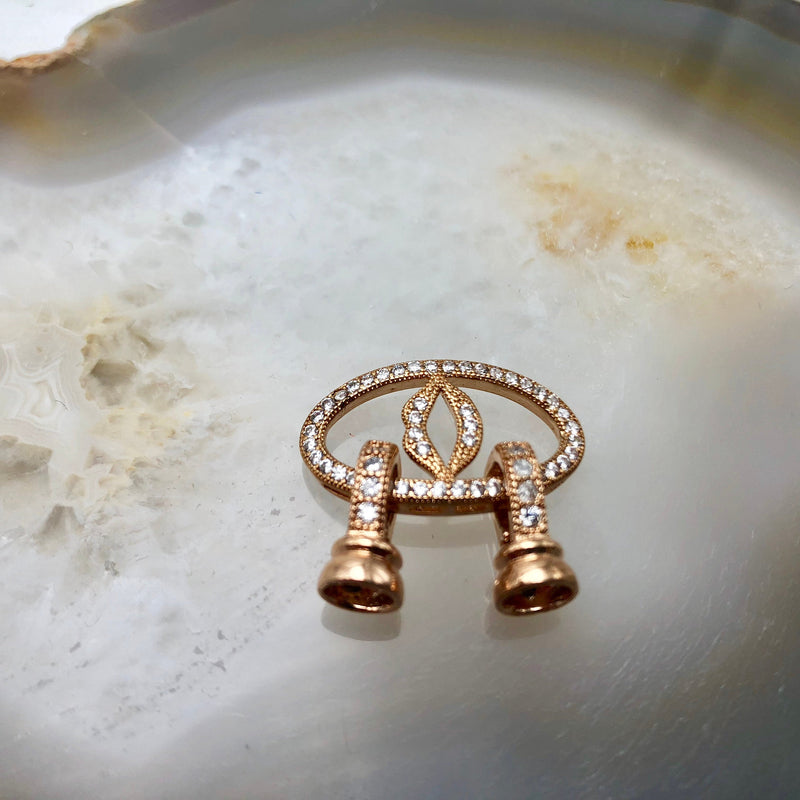 rose gold plated copper with micro pave clear zircon clasp 