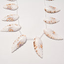 natural sea shell carved leaf shape side drilled beads