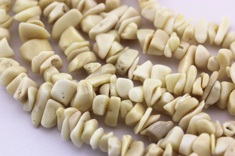 white bamboo coral irregular nugget chips beads