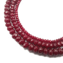 Ruby Red Dyed Jade Faceted Rondelle Beads 4x6mm 5x8mm 6x10mm 15.5" Strand