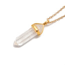 Clear Quartz Pendulum Pendant Healing Point Size 40x8mm Gold Chain