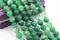 large hole green Striped agate matte round beads