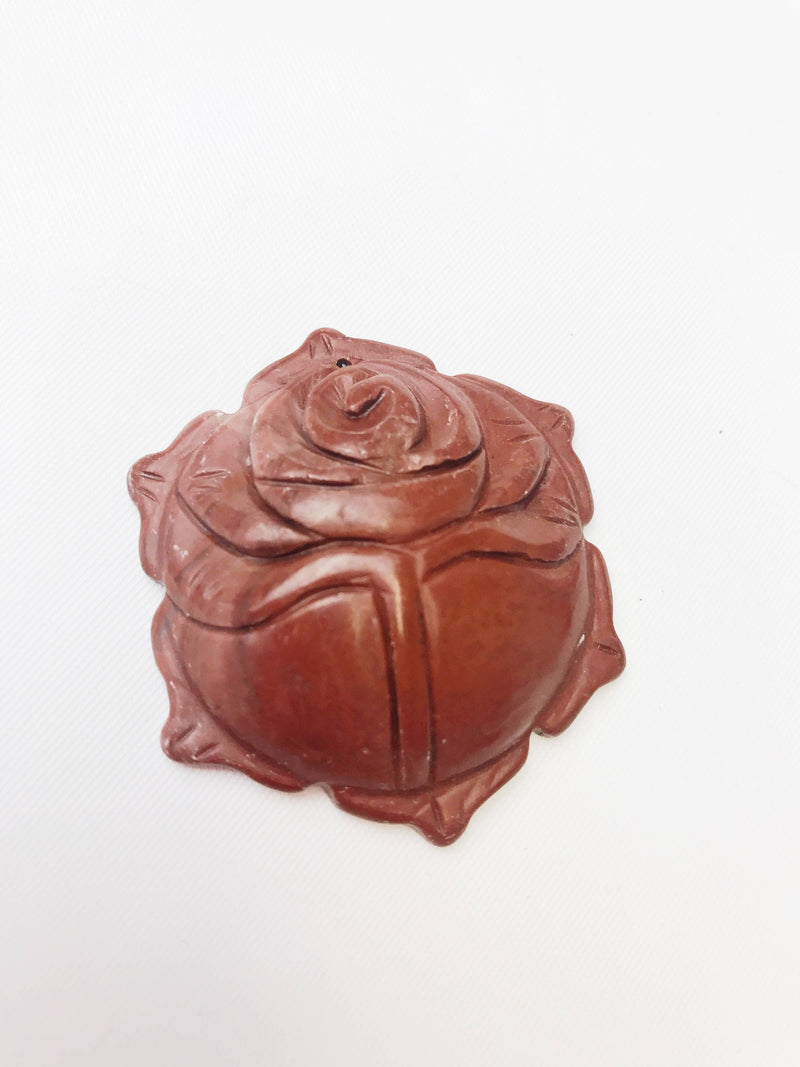 brown jasper hand carved flower pendant