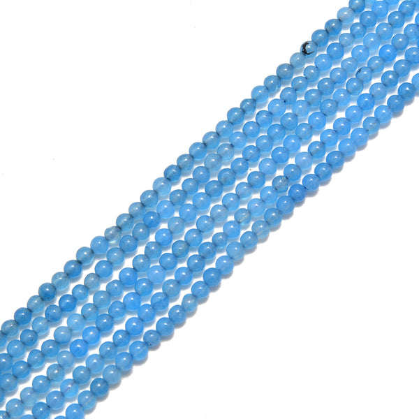 Blue Dyed Jade Smooth Round Beads 2.5mm 15.5" Strand