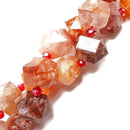 red amphibole quartz graduated short fat points beads