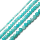 Blue Amazonite Faceted Round Beads Size 2mm 3mm 4mm 5mm 6mm 15.5" Strand