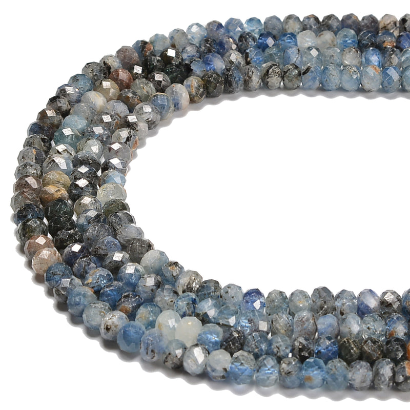 Gradient Natural Kyanite Faceted Rondelle Beads Size 4x6mm 15.5'' Strand