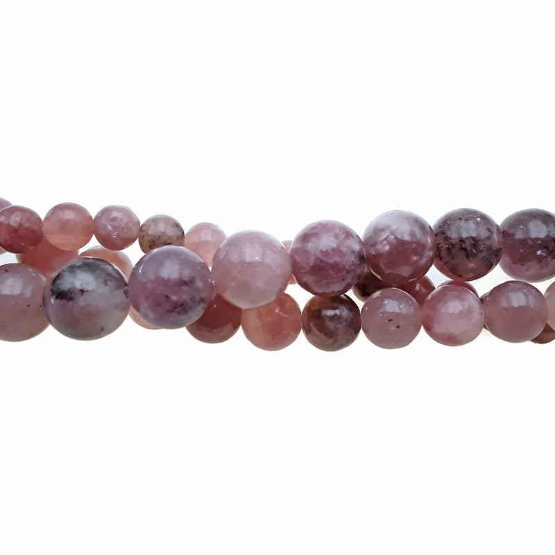 Natural Lepidolite Smooth Round Beads Size 6mm 8mm 10mm 15.5" Strand