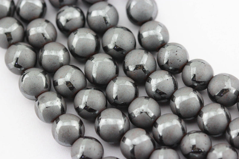 natural hematite soccer shiny design matte round beads