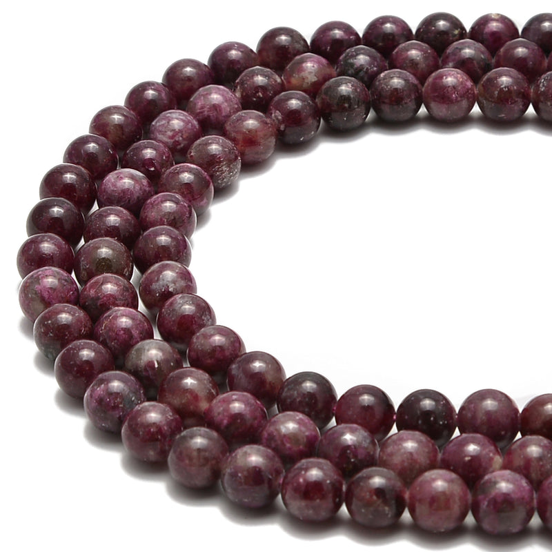 Natural Burgundy Tourmaline Smooth Round Beads Size 6mm 8mm 15.5'' Strand