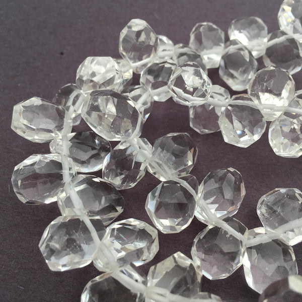 clear quartz faceted teardrop nugget beads 