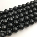large hole black tourmaline smooth round beads