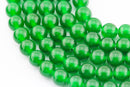 large hole green dyed jade smooth round beads
