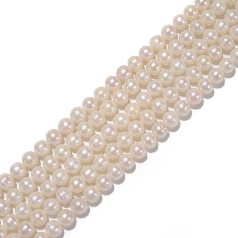 Grade B White Fresh Water Akoya Pearl Oval Beads Size 7-8mm 15.5'' Strand