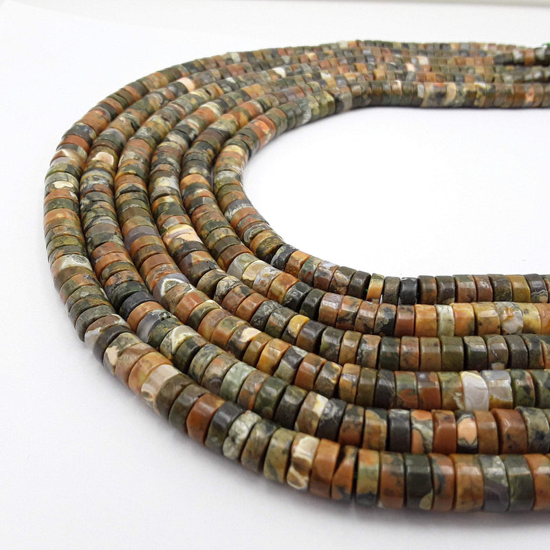 rainforest jasper rhyolite Heishi Rondelle Discs beads 