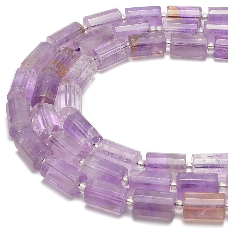 Ametrine Faceted Cylinder Beads Size 10x16mm 15.5'' Strand