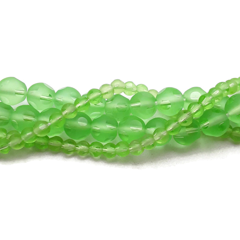 Light Green Crystal Glass Matte Faceted Round Beads 4mm 8mm 15.5" Strand