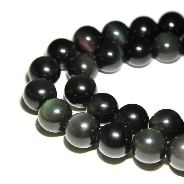 large hole rainbow obsidian smooth round beads